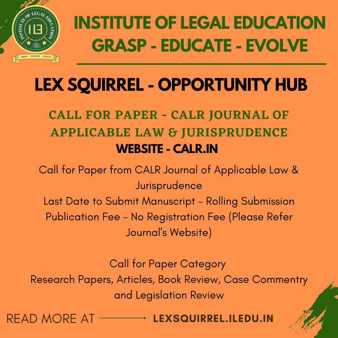Call for Papers by CALR Journal of Applicable Law & Jurisprudence [CALR JALJ]: Rolling Submissions